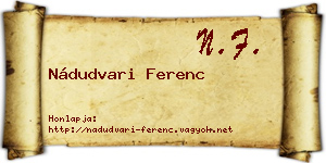 Nádudvari Ferenc névjegykártya